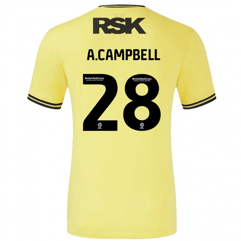 Danxen Mann Allan Campbell #28 Gul Svart Bortetrøye Drakt Trøye 2024/25 Skjorter T-Skjorte