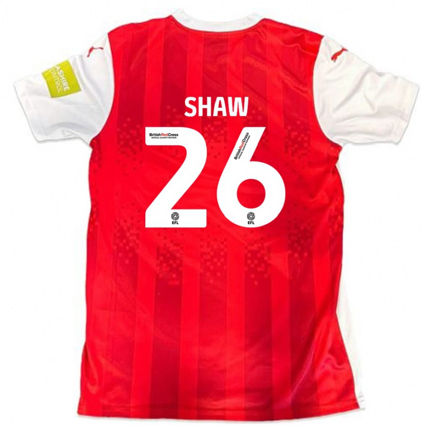 Danxen Mann Liam Shaw #26 Rød Hvit Hjemmetrøye Drakt Trøye 2024/25 Skjorter T-Skjorte