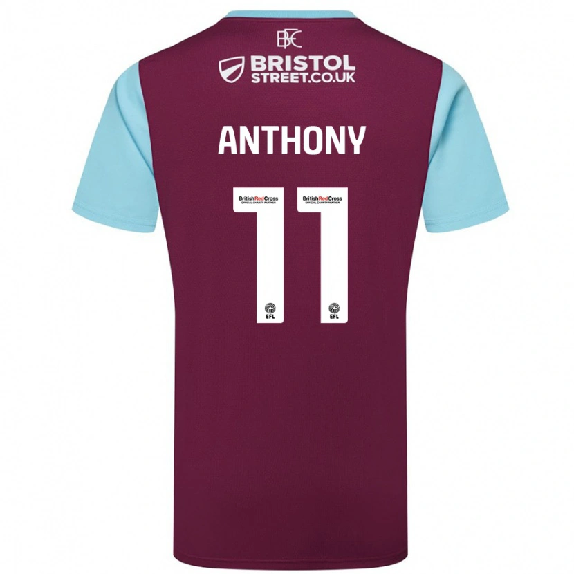 Danxen Mann Jaidon Anthony #11 Burgund Himmelblå Hjemmetrøye Drakt Trøye 2024/25 Skjorter T-Skjorte