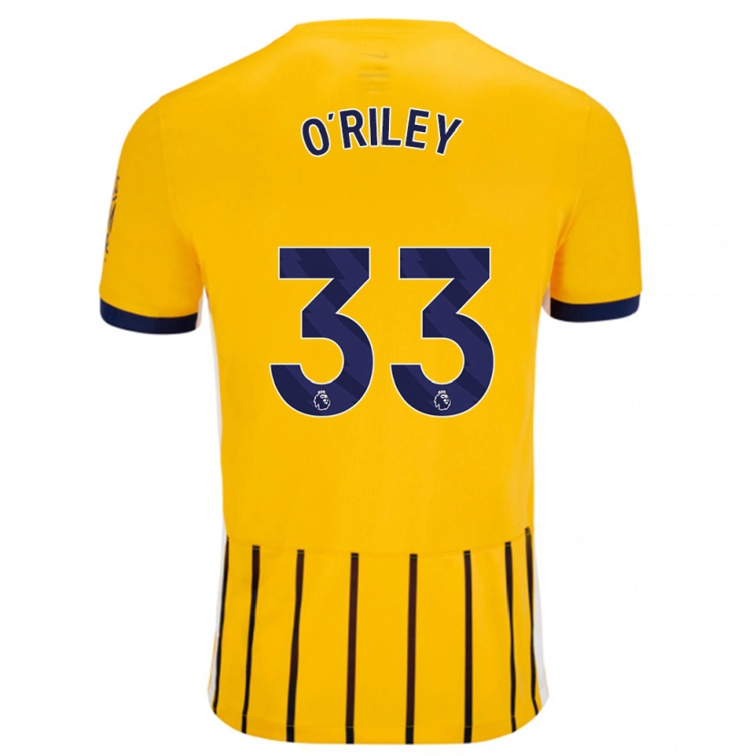 Danxen Mann Matt O'riley #33 Gullblå Nålestriper Bortetrøye Drakt Trøye 2024/25 Skjorter T-Skjorte