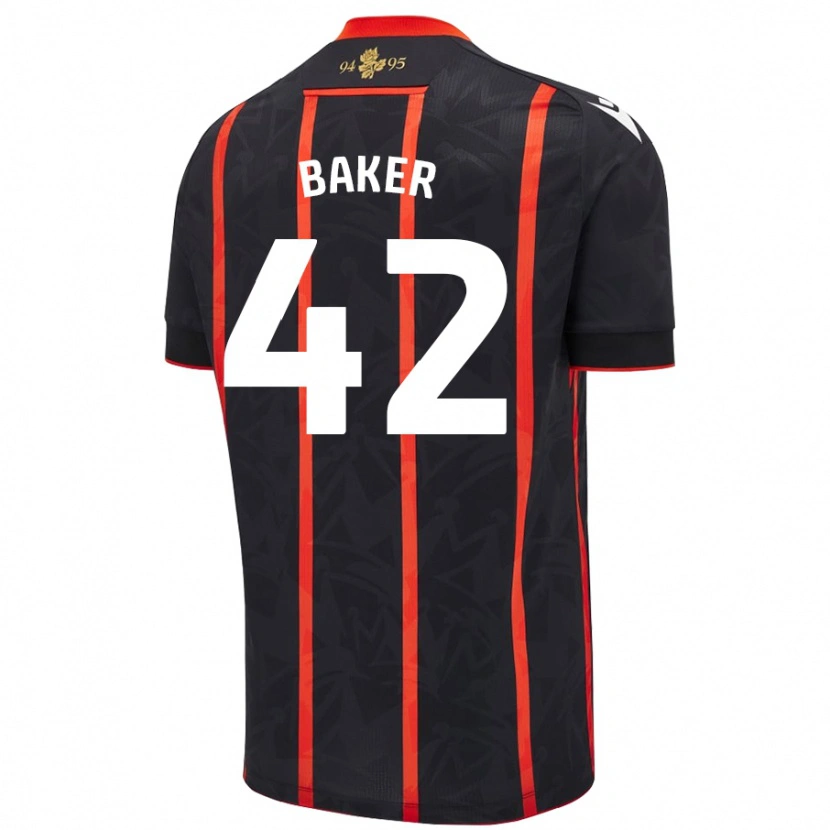 Danxen Mann Lewis Baker #42 Svart Rød Bortetrøye Drakt Trøye 2024/25 Skjorter T-Skjorte