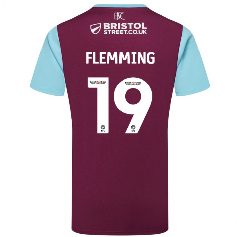 Danxen Mann Zian Flemming #19 Burgund Himmelblå Hjemmetrøye Drakt Trøye 2024/25 Skjorter T-Skjorte