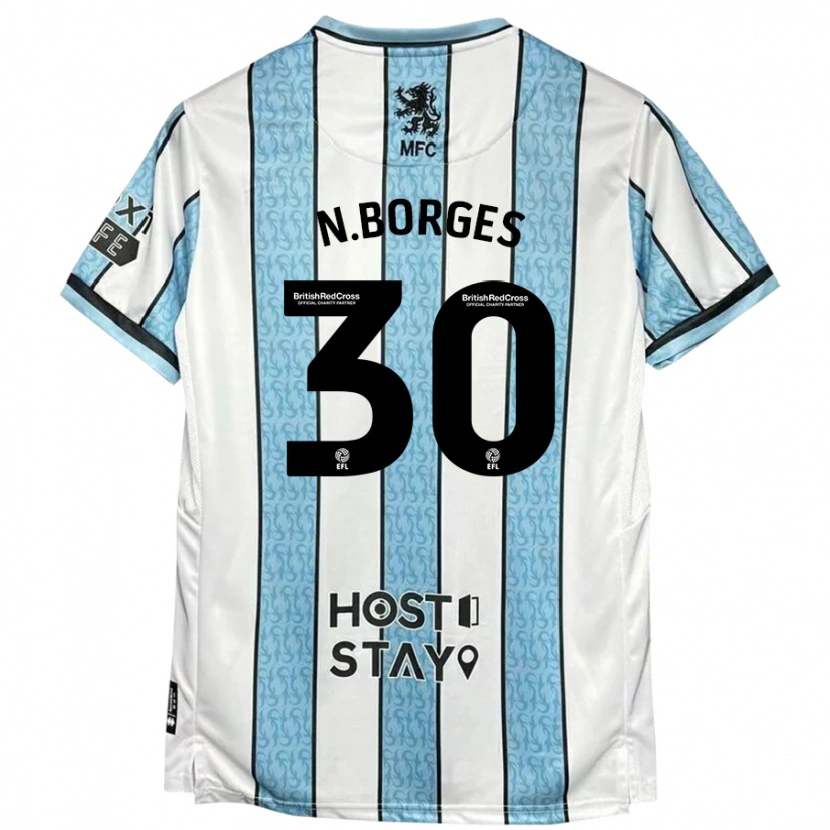 Danxen Mann Neto Borges #30 Hvit Blå Bortetrøye Drakt Trøye 2024/25 Skjorter T-Skjorte