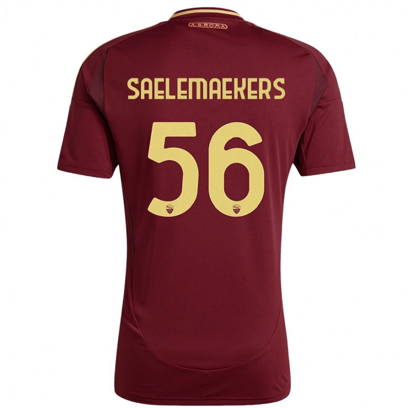 Danxen Dame Alexis Saelemaekers #56 Rødt Brunt Gull Hjemmetrøye Drakt Trøye 2024/25 Skjorter T-Skjorte