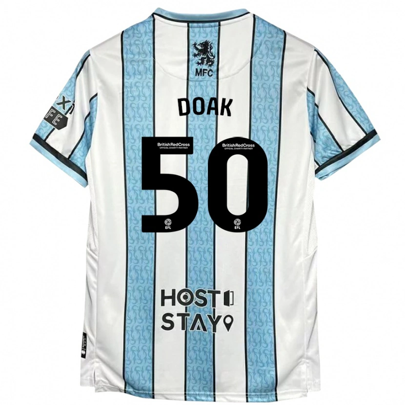 Danxen Dame Ben Doak #50 Hvit Blå Bortetrøye Drakt Trøye 2024/25 Skjorter T-Skjorte