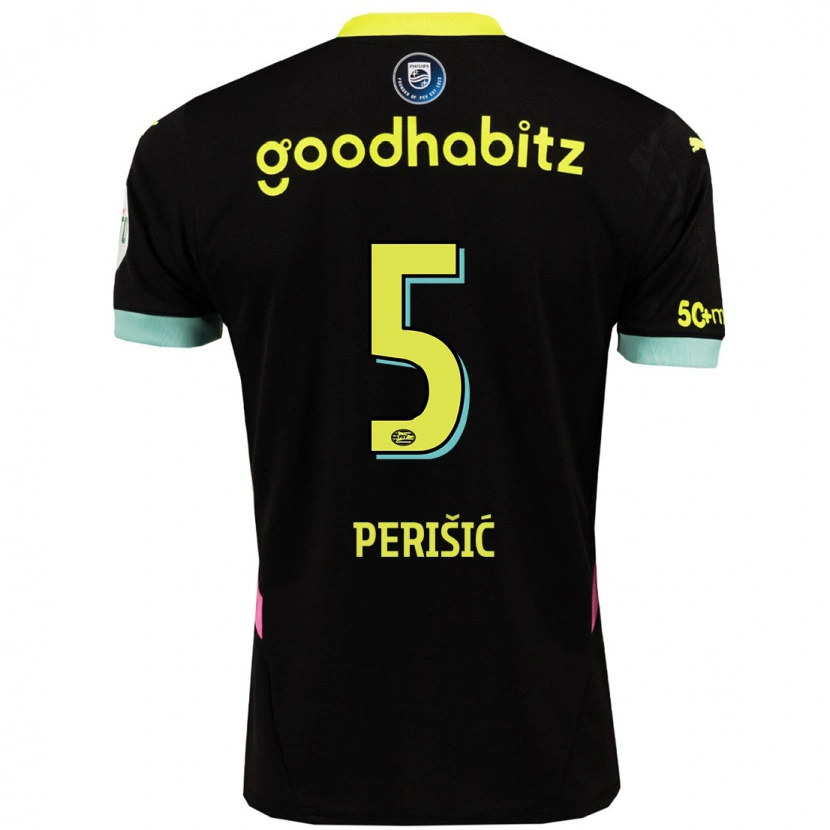 Danxen Dame Ivan Perisic #5 Svart Gul Bortetrøye Drakt Trøye 2024/25 Skjorter T-Skjorte