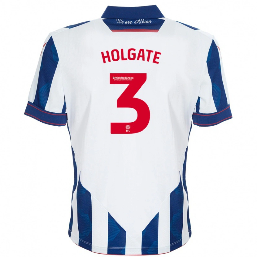 Danxen Dame Mason Holgate #3 Hvit Mørkeblå Hjemmetrøye Drakt Trøye 2024/25 Skjorter T-Skjorte