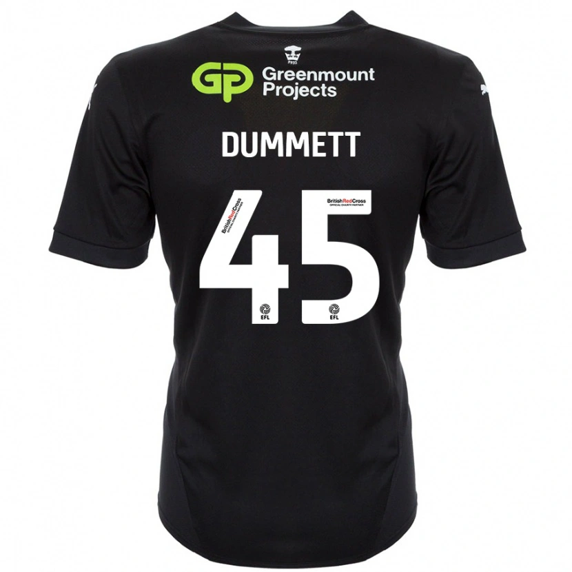 Danxen Dame Paul Dummett #45 Svart Bortetrøye Drakt Trøye 2024/25 Skjorter T-Skjorte