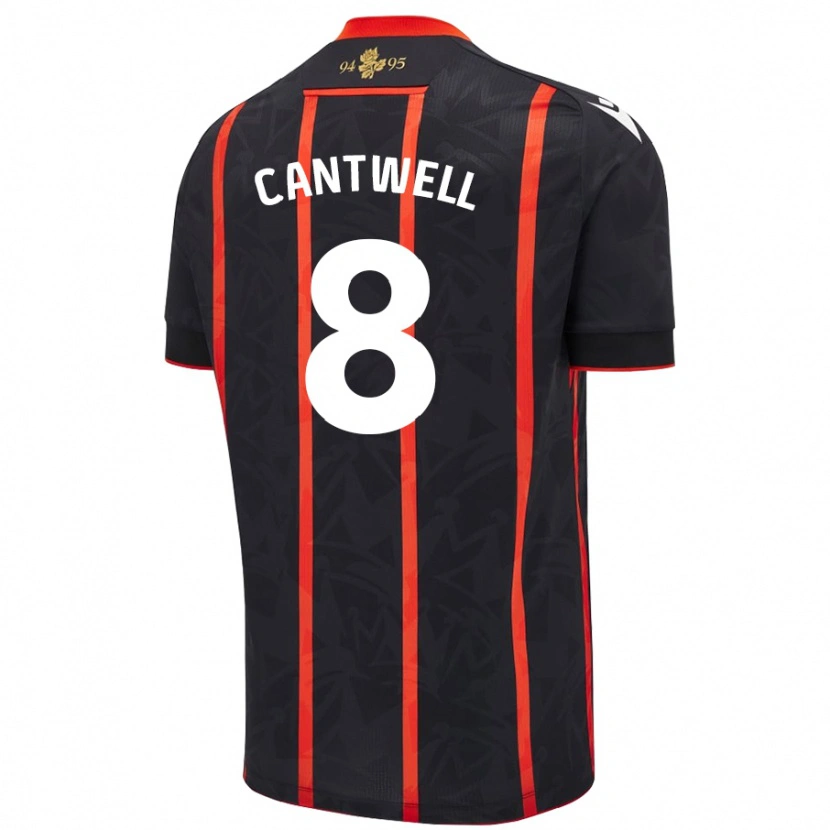 Danxen Dame Todd Cantwell #8 Svart Rød Bortetrøye Drakt Trøye 2024/25 Skjorter T-Skjorte