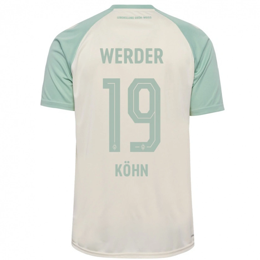 Danxen Dame Derrick Köhn #19 Off-White Lysegrønn Bortetrøye Drakt Trøye 2024/25 Skjorter T-Skjorte