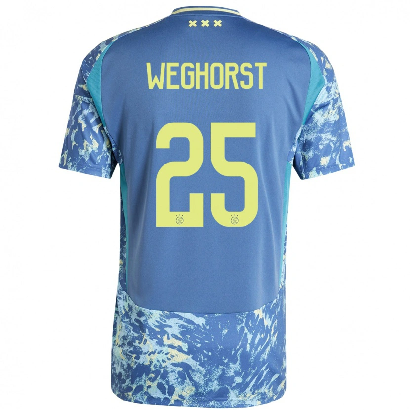 Danxen Dame Wout Weghorst #25 Grå Blå Gul Bortetrøye Drakt Trøye 2024/25 Skjorter T-Skjorte