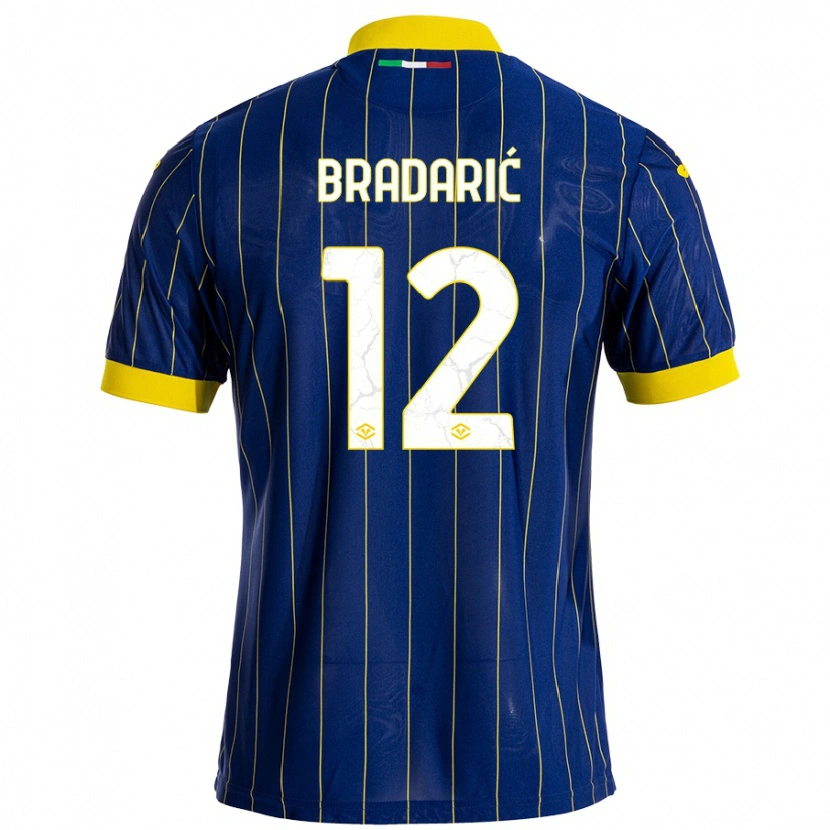 Danxen Dame Domagoj Bradarić #12 Blå Gul Hjemmetrøye Drakt Trøye 2024/25 Skjorter T-Skjorte