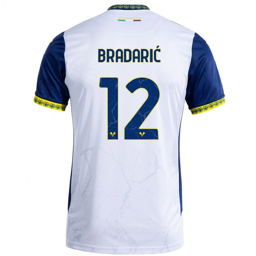Danxen Dame Domagoj Bradarić #12 Hvit Blå Bortetrøye Drakt Trøye 2024/25 Skjorter T-Skjorte