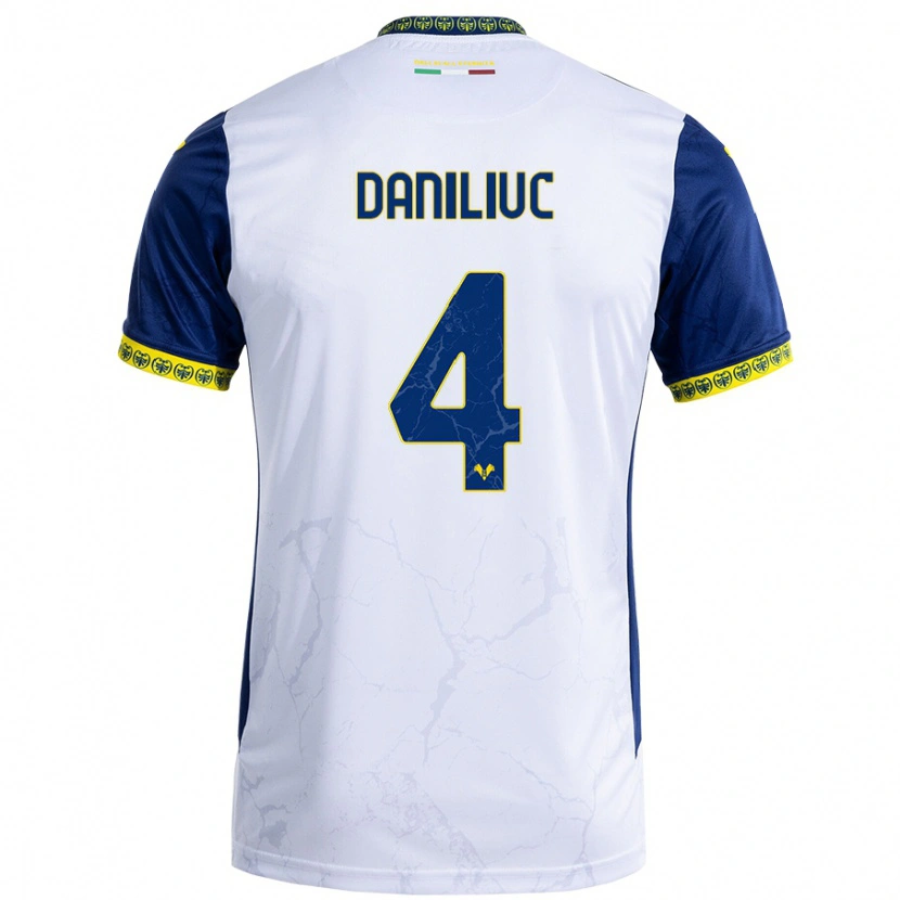 Danxen Dame Flavius Daniliuc #4 Hvit Blå Bortetrøye Drakt Trøye 2024/25 Skjorter T-Skjorte